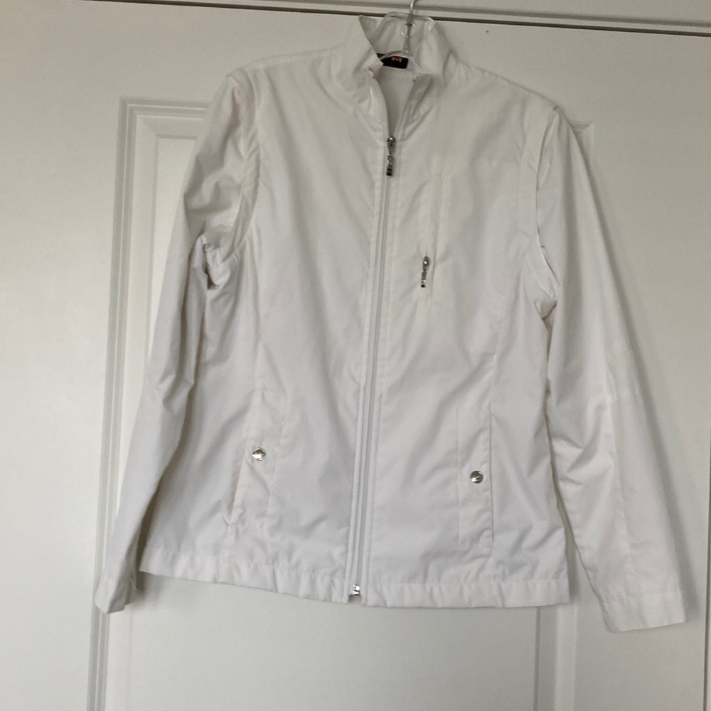 Izod white windbreaker jacket with removable sleeves